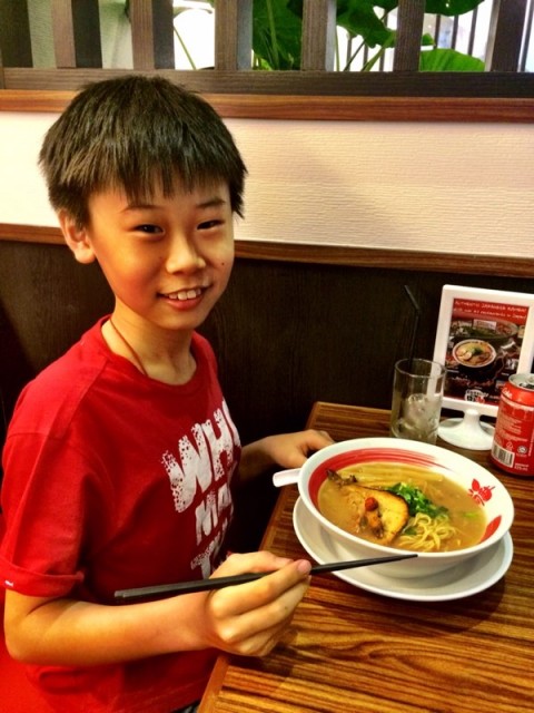 Little kid loves the ramen and gyoza