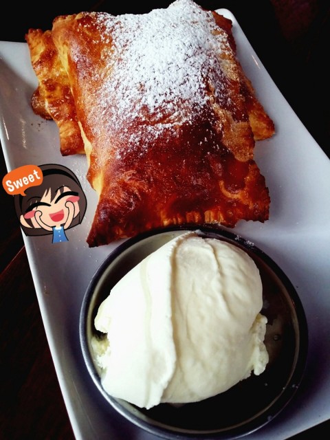 Banana Nutella puff baked to perfection with vanilla ice cream~