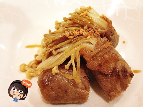 beef with enoki mushrooms - good combi