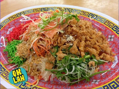 annual yee sang for chinese new year - hardly any salmon given