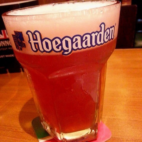 A must order drink when visiting Brussels. Only available here. Hoegarden Rosee sweet beer :)