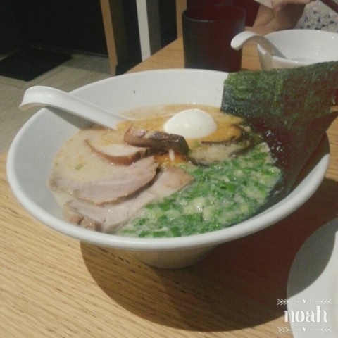 Shiromaru ramen with salted boiled soft egg, pork loin, pork belly & seaweed.  super delicious! 